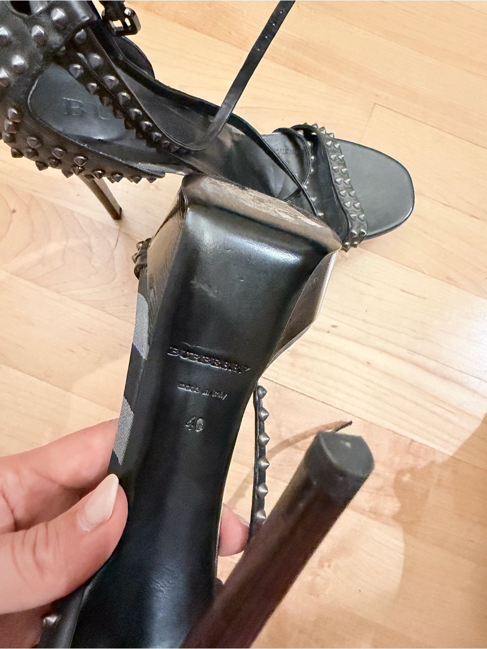 Studded Black Platform High Heel Sandals - Picture 4 of 6